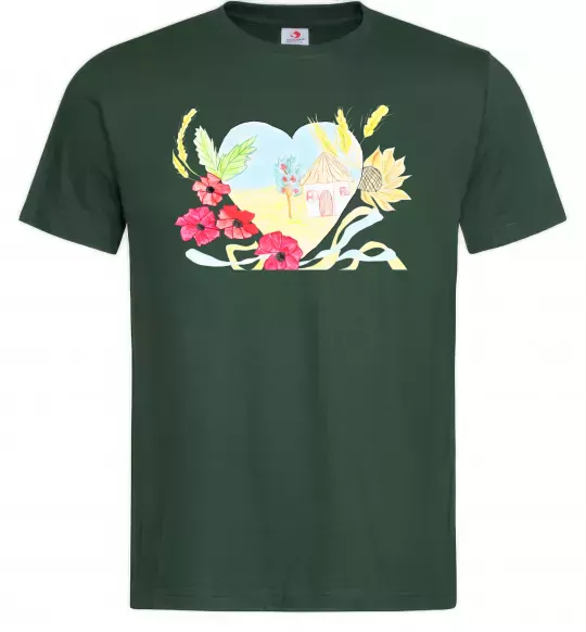 Чоловіча футболка Українська хата Темно-зелений фото