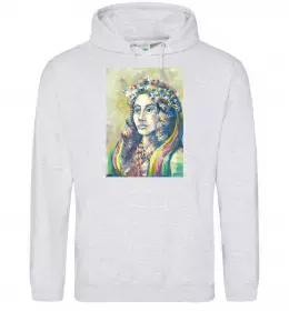 Чоловіча толстовка (худі) Українка у вінку Сірий меланж фото