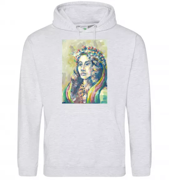 Женская толстовка (худи) Українка у вінку Серый меланж фото