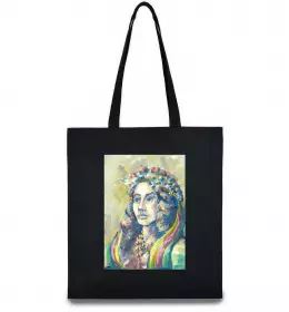 Эко-сумка Українка у вінку Черный фото