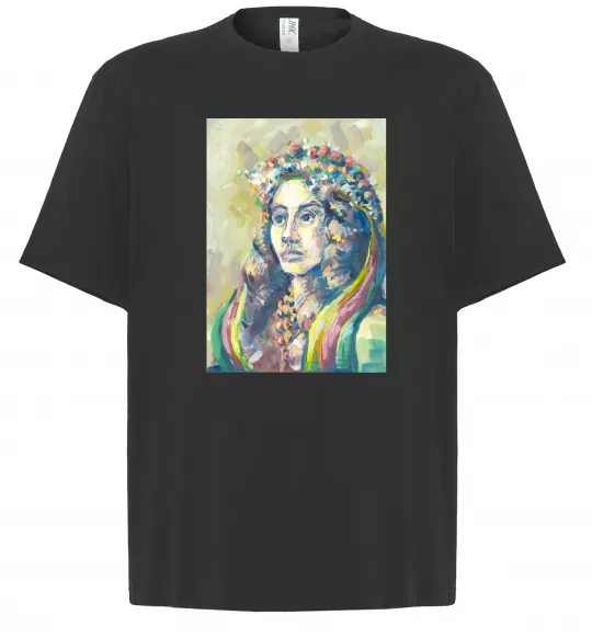 Футболка Оверсайз Українка у вінку Черный фото