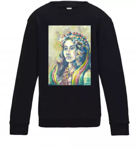 Детский Свитшот Українка у вінку Черный фото