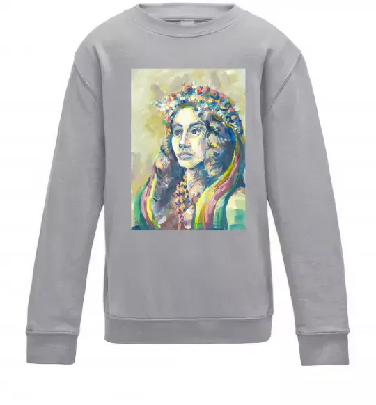 Детский Свитшот Українка у вінку Серый меланж фото