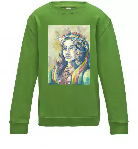 Детский Свитшот Українка у вінку Лаймовый фото