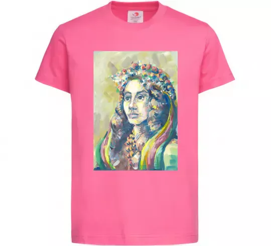 Дитяча футболка Українка у вінку Яскраво-рожевий фото