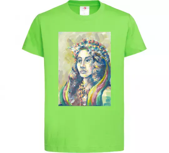 Дитяча футболка Українка у вінку Лаймовий фото