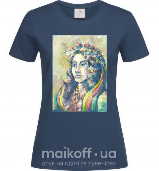 Жіноча футболка Українка у вінку Темно-синій фото