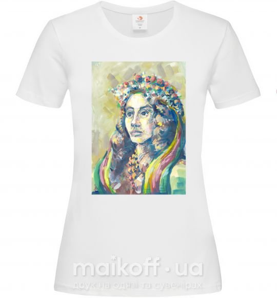 Женская футболка Українка у вінку Белый фото