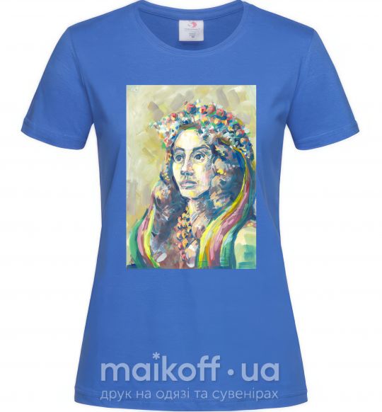 Жіноча футболка Українка у вінку Яскраво-синій фото