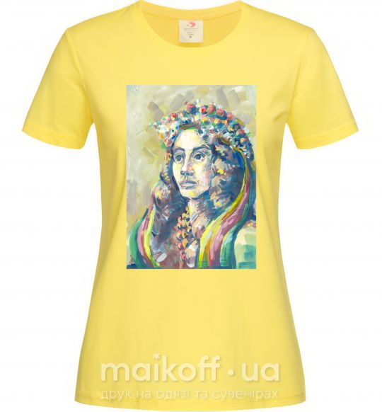Жіноча футболка Українка у вінку Лимонний фото