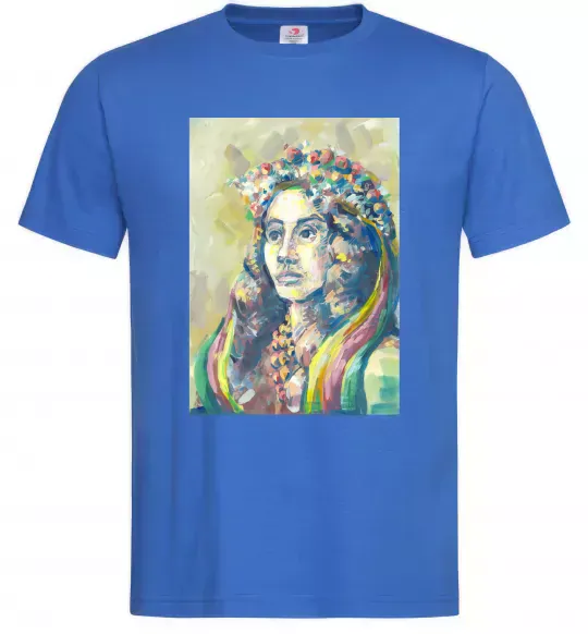Мужская футболка Українка у вінку Ярко-синий фото