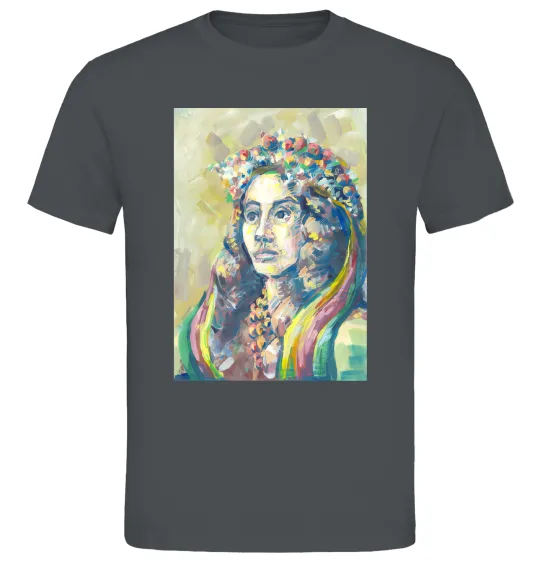 Мужская футболка Українка у вінку Графит фото