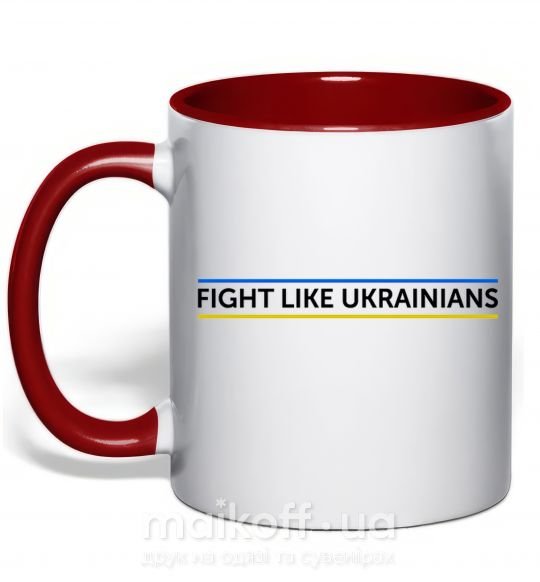 Чашка з кольоровою ручкою Fight like Ukraininan Червоний фото