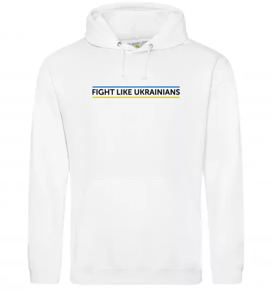 Мужская толстовка (худи) Fight like Ukraininan Белый фото