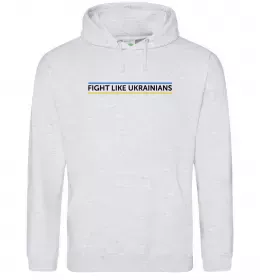 Мужская толстовка (худи) Fight like Ukraininan Серый меланж фото