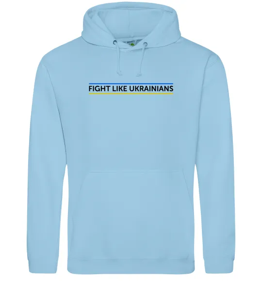 Чоловіча толстовка (худі) Fight like Ukraininan Блакитний фото