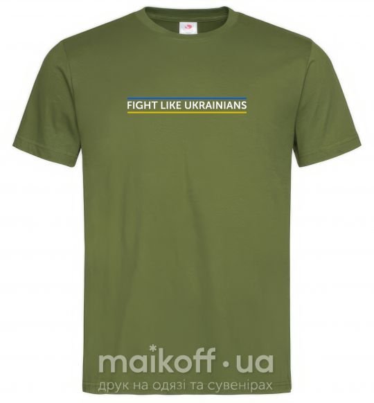 Мужская футболка Fight like Ukraininan Оливковый фото