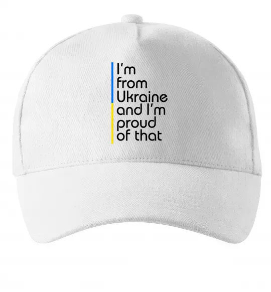 Кепка Im from Ukraine and Im proud of that Білий фото