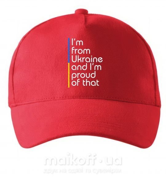 Кепка Im from Ukraine and Im proud of that Червоний фото