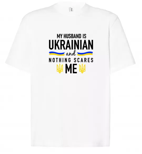Футболка Оверсайз My husband is ukrainian Білий фото