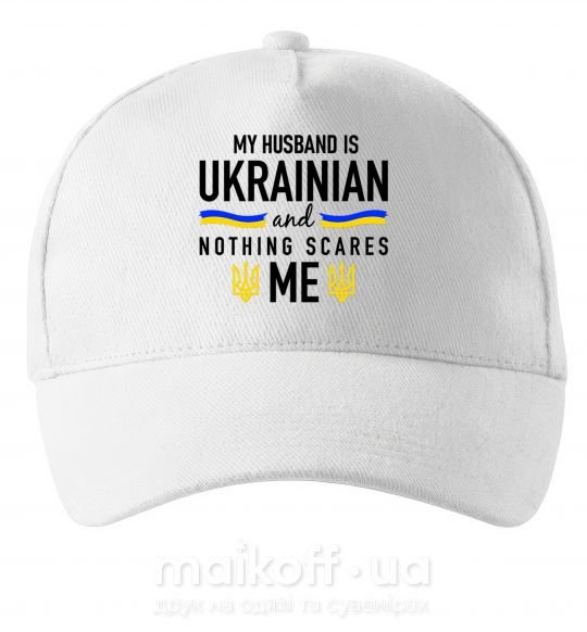 Кепка My husband is ukrainian Белый фото