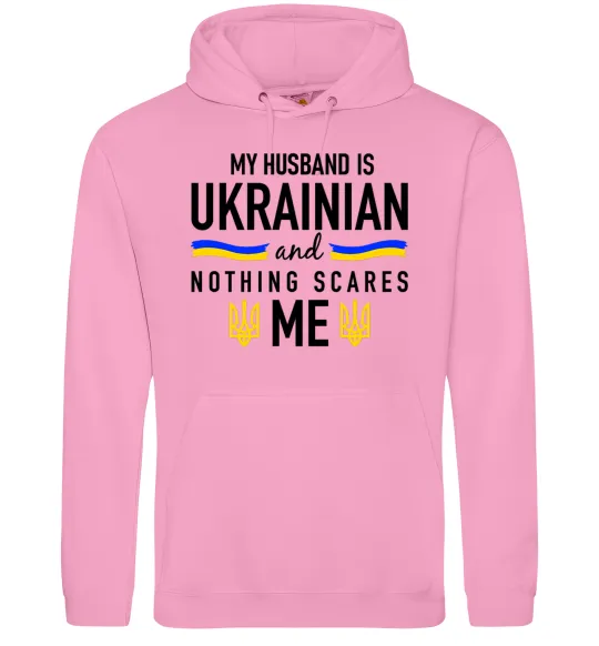 Женская толстовка (худи) My husband is ukrainian Розовый фото