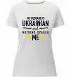 Женская премиум футболка My husband is ukrainian Белый фото