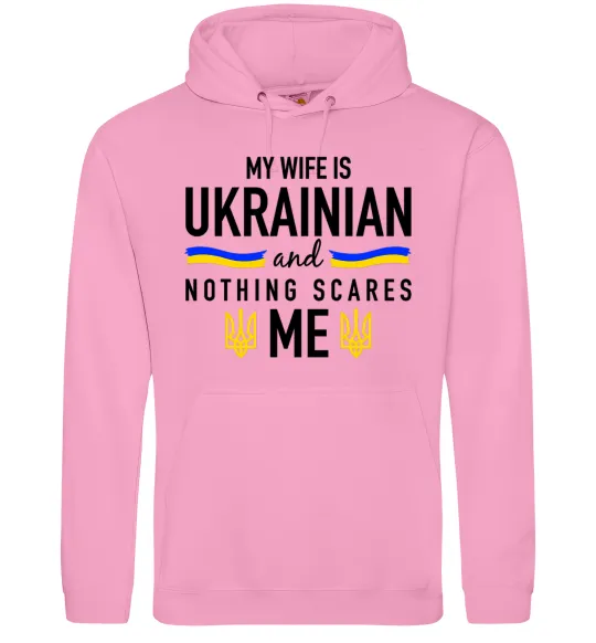 Мужская толстовка (худи) My wife is ukrainian Розовый фото