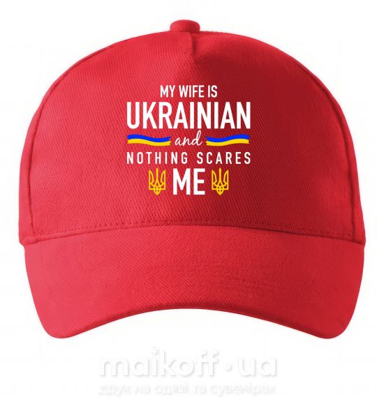 Кепка My wife is ukrainian Красный фото