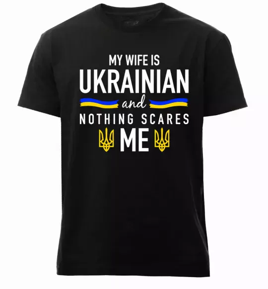Мужская премиум футболка My wife is ukrainian Черный фото