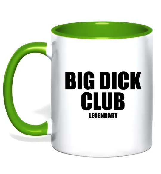 Чашка з кольоровою ручкою Big dick club legendary Лаймовий фото
