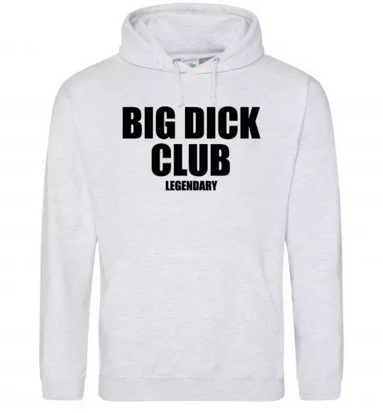 Мужская толстовка (худи) Big dick club legendary Серый меланж фото