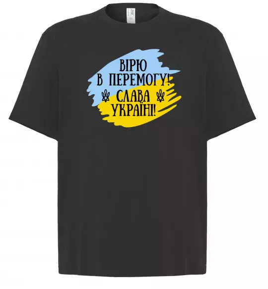 Футболка Оверсайз Вірю в перемогу! Черный фото