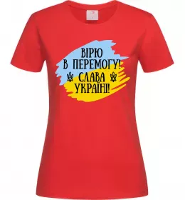Жіноча футболка Вірю в перемогу! Червоний фото