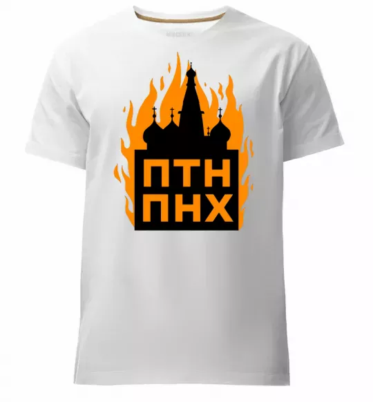 Чоловіча преміум футболка ПТН ПНХ кремль горить Білий фото