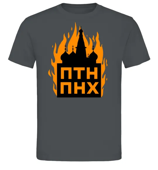 Мужская футболка ПТН ПНХ кремль горить Графит фото