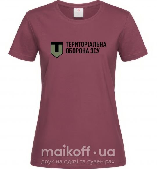 Женская футболка Територіальна оборона ЗСУ Бордовый фото