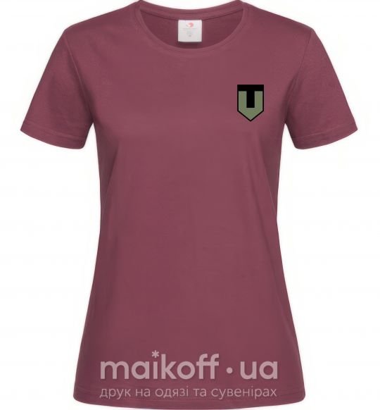 Женская футболка ТРО емблема Бордовый фото