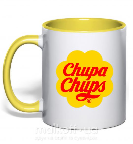 Чашка з кольоровою ручкою Chupa Chups Сонячно жовтий фото