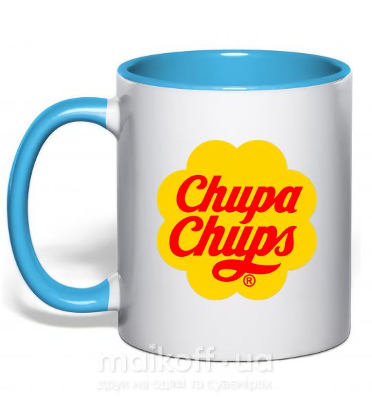 Чашка з кольоровою ручкою Chupa Chups Блакитний фото