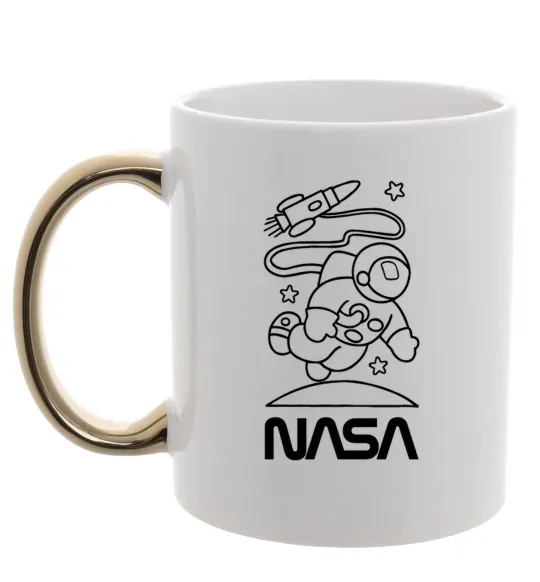 Чашка с цветной ручкой Nasa білий Золото фото
