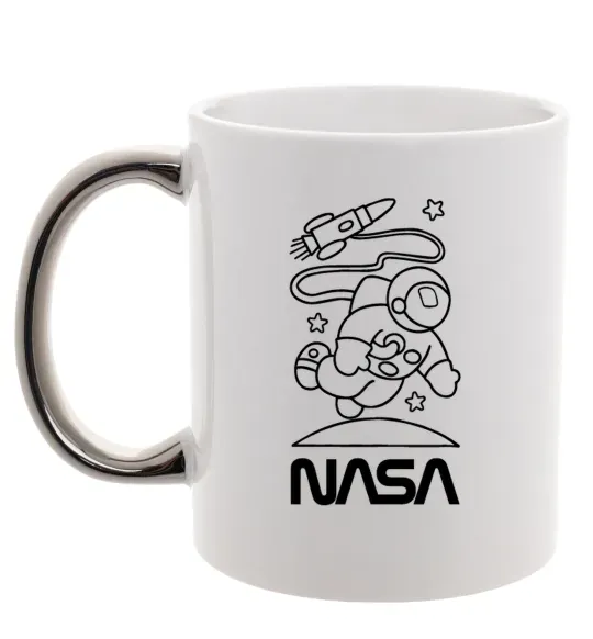 Чашка с цветной ручкой Nasa білий Серебро фото