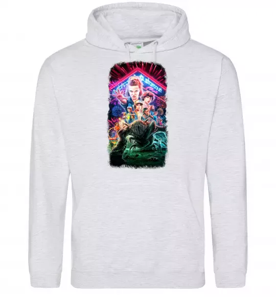 Мужская толстовка (худи) Stranger Things Starcourt Mall Серый меланж фото