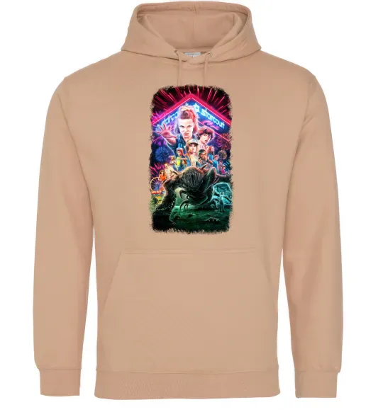 Мужская толстовка (худи) Stranger Things Starcourt Mall Песочный фото