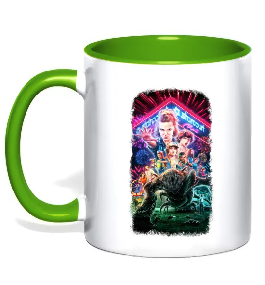 Чашка с цветной ручкой Stranger Things Starcourt Mall Лаймовый фото