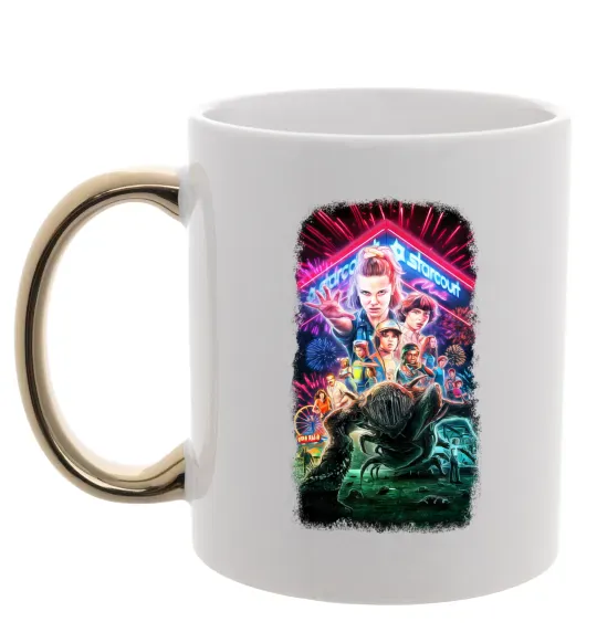 Чашка с цветной ручкой Stranger Things Starcourt Mall Золото фото