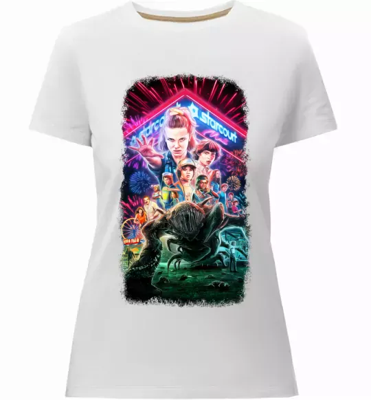 Жіноча преміум футболка Stranger Things Starcourt Mall Білий фото