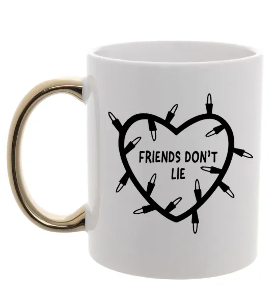 Чашка с цветной ручкой Friends dont lie Золото фото