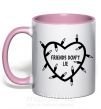 Чашка з кольоровою ручкою Friends dont lie Ніжно рожевий фото
