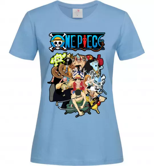 Женская футболка One piece anime Голубой фото